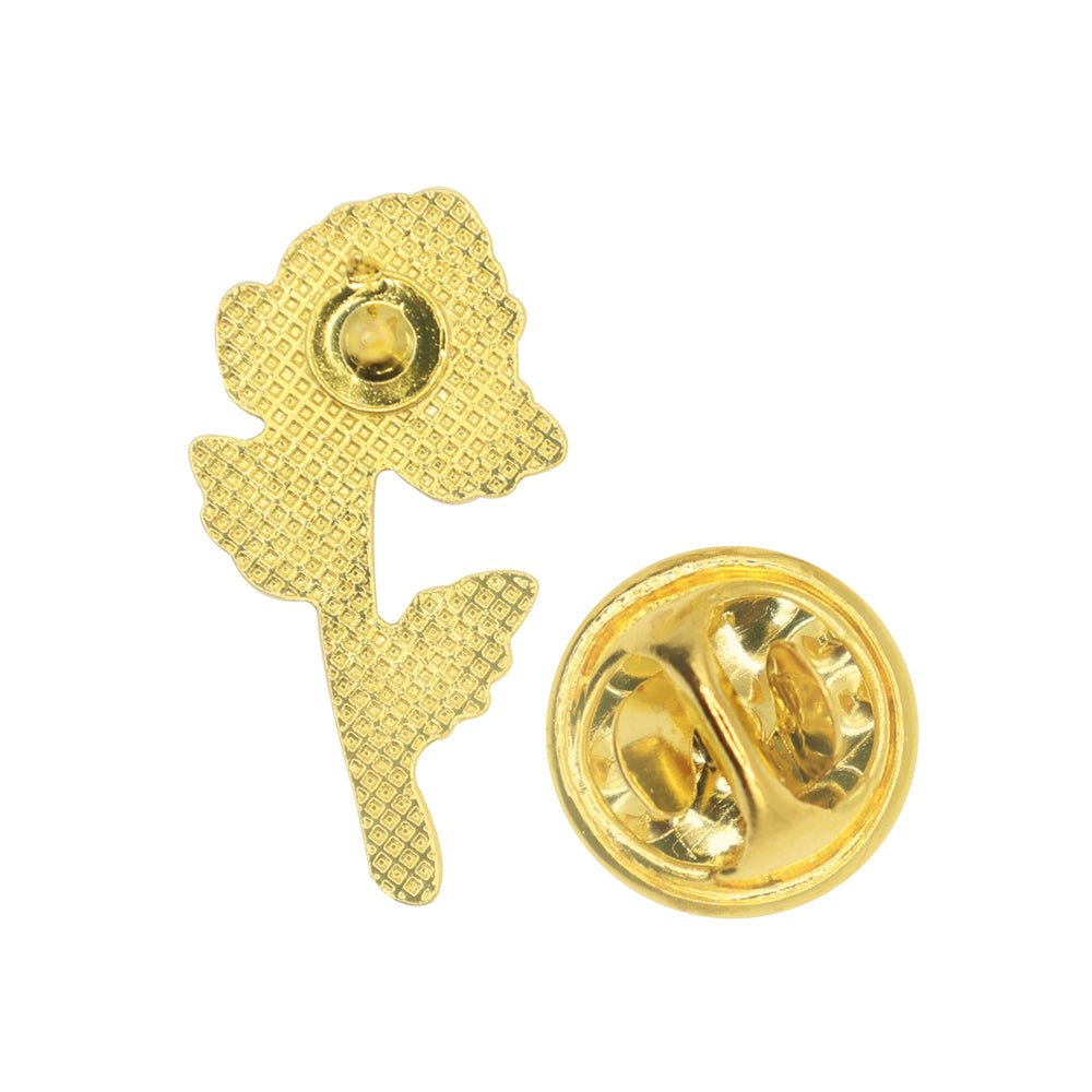7/8 Inch Long Stem White Rose Enameled Lapel Pin-Brooches & Lapel Pins-Lapel Pin Corner