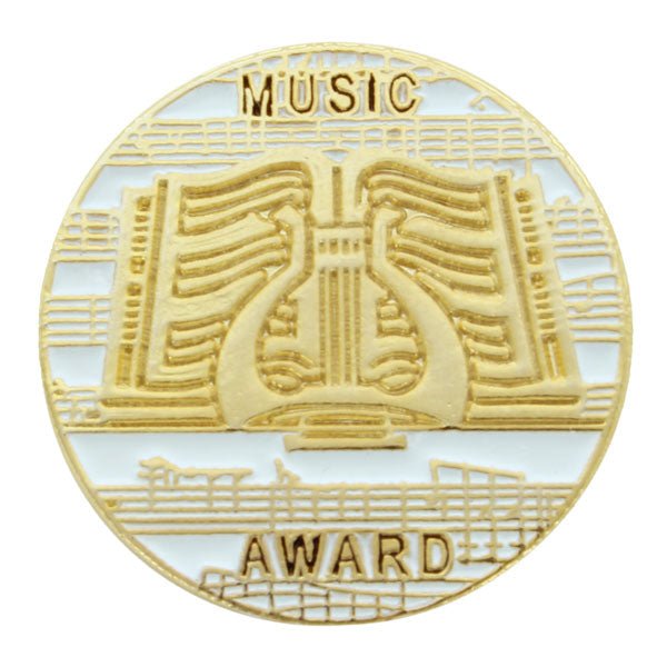 7/8 Inch Music Award with Music Lyre Enameled Lapel Pin-Brooches & Lapel Pins-Lapel Pin Corner