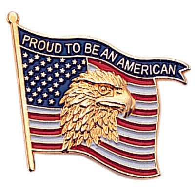 7/8 Inch "Proud to Be an American" Flag Enameled Pin-Brooches & Lapel Pins-Lapel Pin Corner