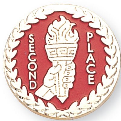 7/8 Inch Silver Second Place Lapel Pin-Brooches & Lapel Pins-Lapel Pin Corner