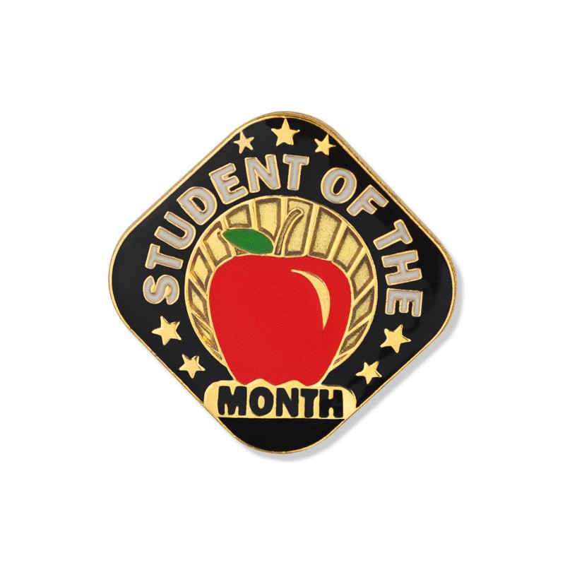 7/8 Inch Student of the Month with Apple Enameled Lapel Pin-Brooches & Lapel Pins-Lapel Pin Corner