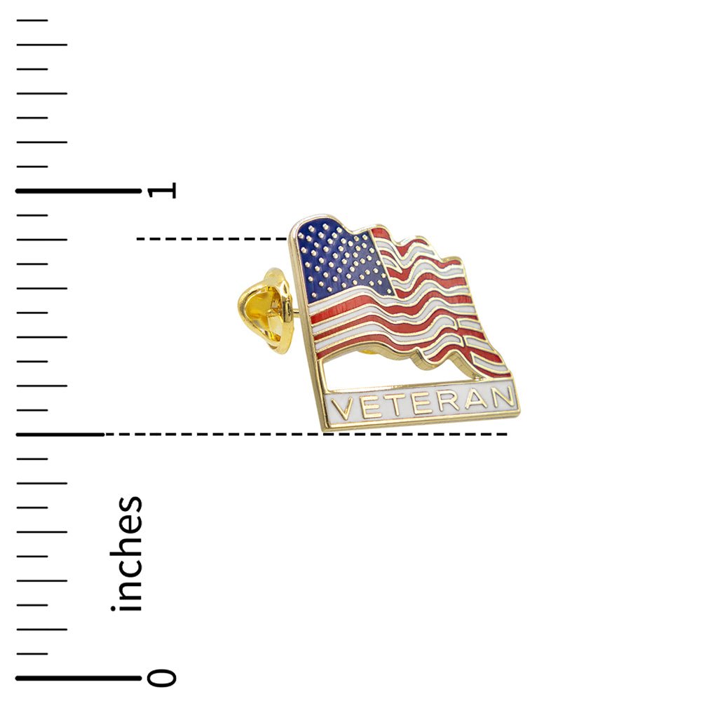 7/8 Inch Veteran American Flag Pin-Brooches & Lapel Pins-Lapel Pin Corner