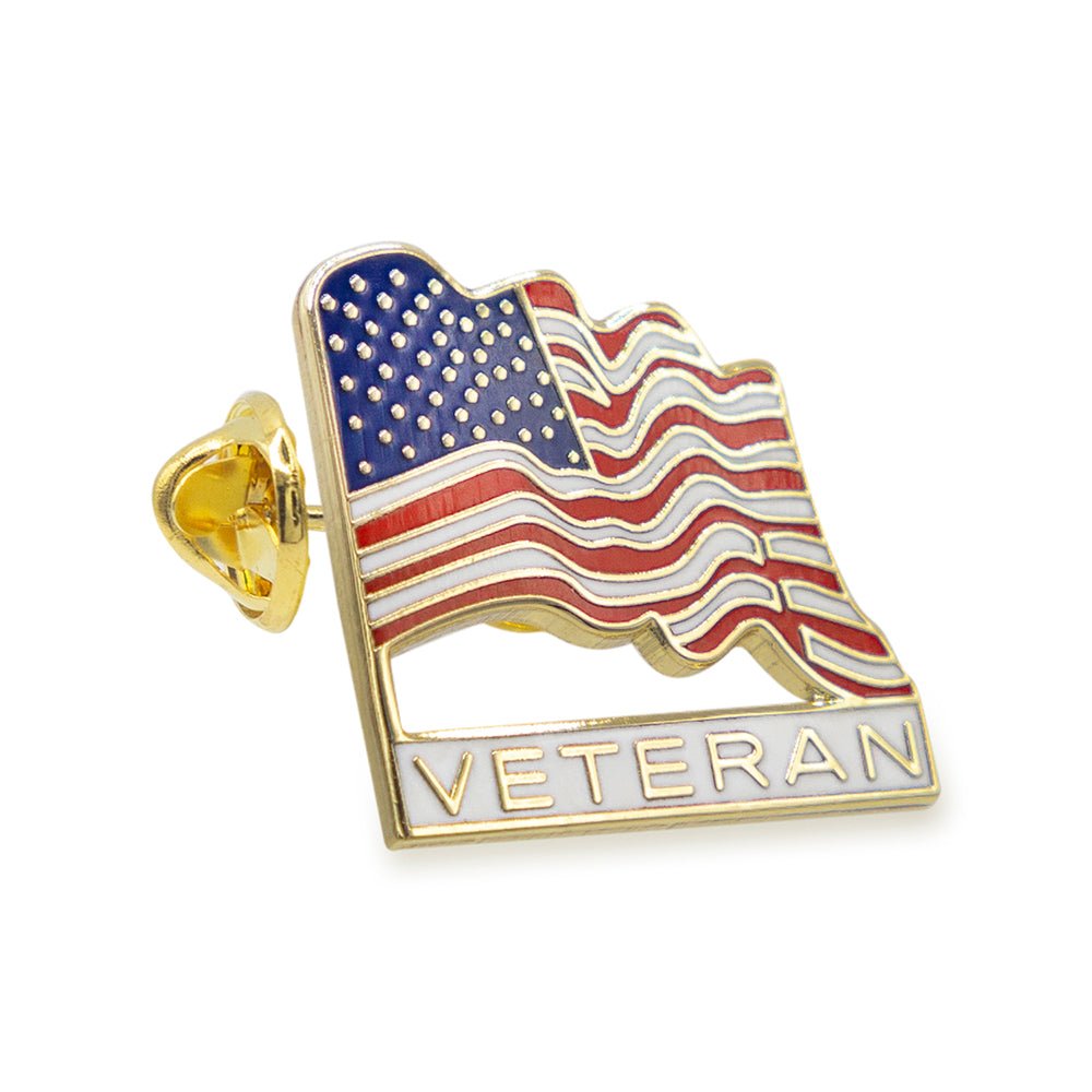 7/8 Inch Veteran American Flag Pin-Brooches & Lapel Pins-Lapel Pin Corner