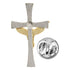 7/8 Two-Tone Silver and Gold Crucifix Lapel Pin-Brooches & Lapel Pins-Lapel Pin Corner