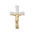 7/8 Two-Tone Silver and Gold Crucifix Lapel Pin-Brooches & Lapel Pins-Lapel Pin Corner