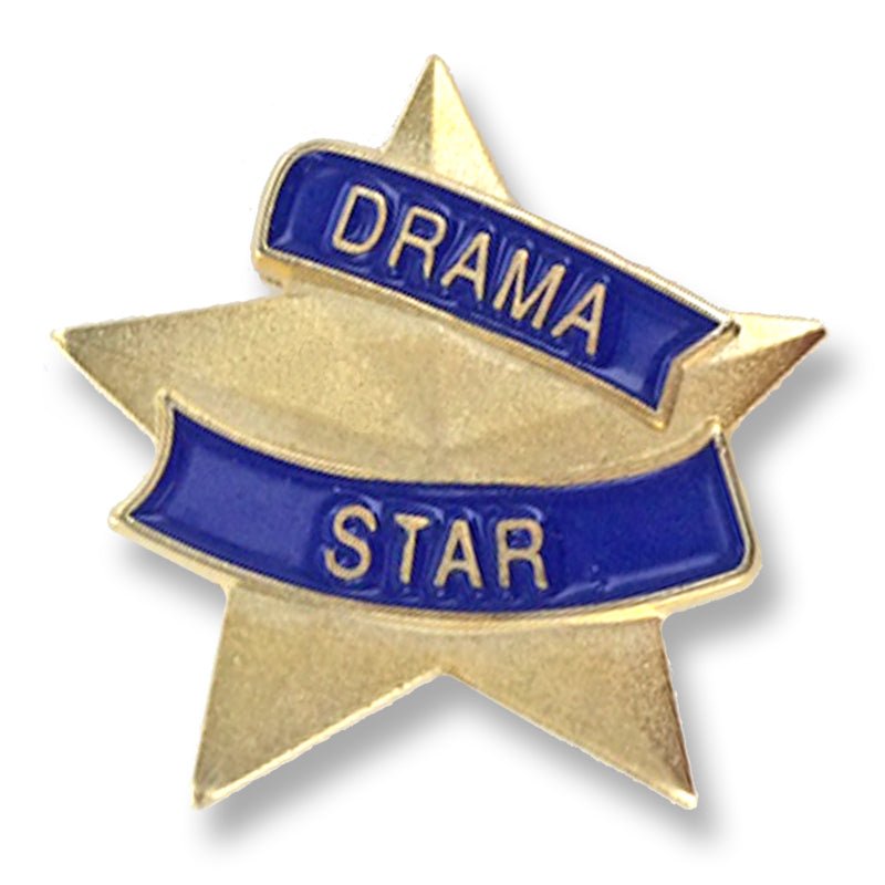 7/8 Inch Blue and Gold "Drama Star" Lapel Pin - Lapel Pin Corner