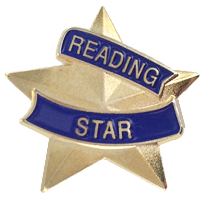 7/8 Inch Blue and Gold "Reading Star" Lapel Pin - Lapel Pin Corner