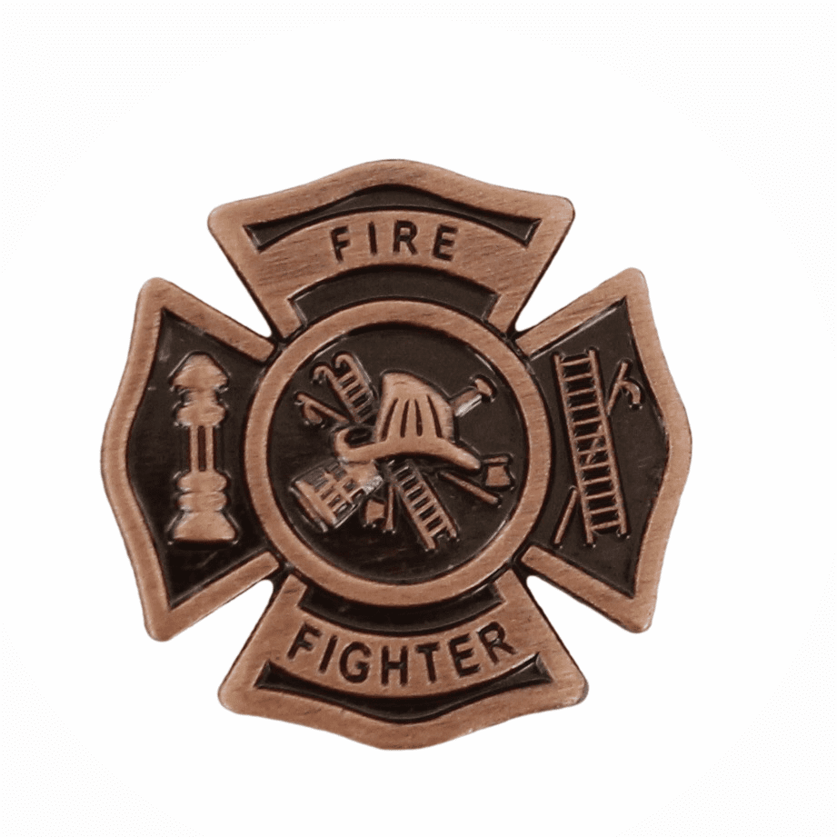 7/8 Inch Bronze Fire Fighter Maltese Cross Lapel Pin - Lapel Pin Corner