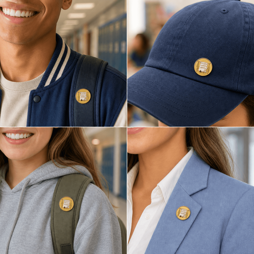 7/8 Inch Enameled Student Council Award Pin - Lapel Pin Corner