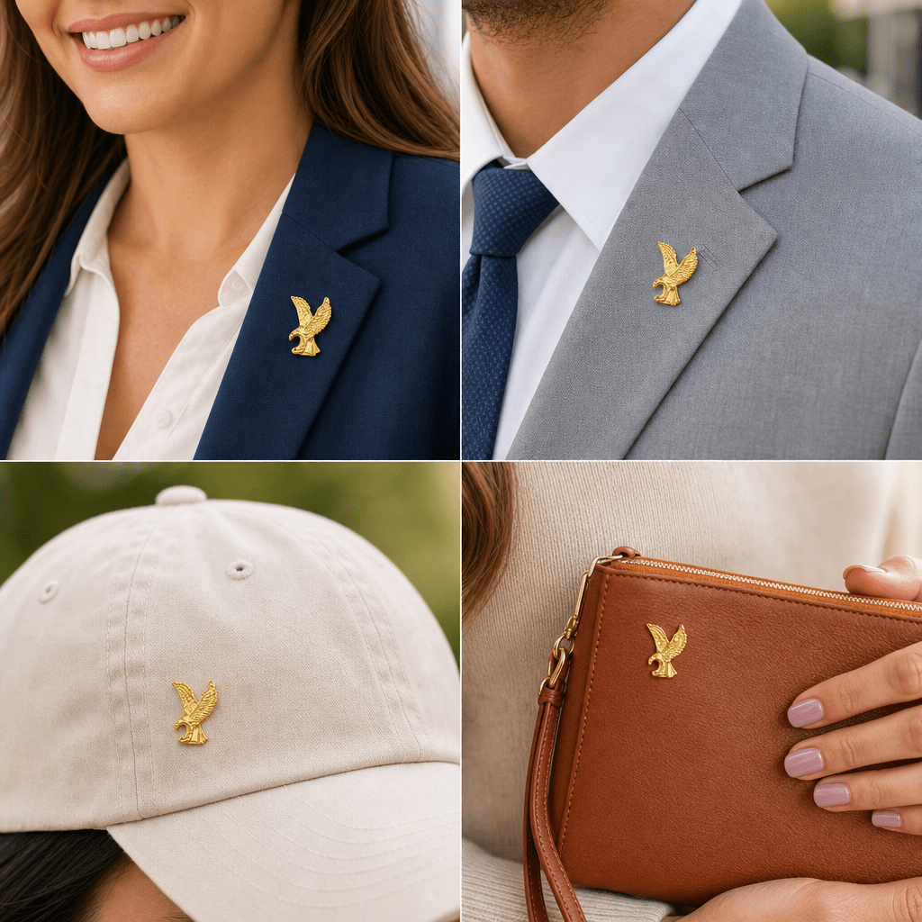 7/8 Inch Gold Eagle Lapel Pin - Lapel Pin Corner