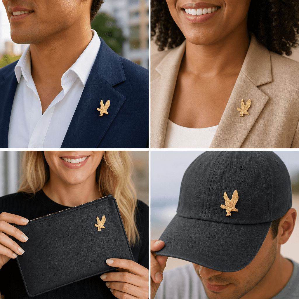 7/8 Inch Gold Eagle Lapel Pin with Quality Clutch - Lapel Pin Corner
