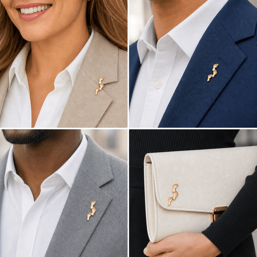 7/8 Inch Gold Footprints Lapel Pin - Lapel Pin Corner