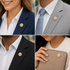 7/8 Inch Gold Plain Insert Medal with Bordered Wreath Lapel Pin - Lapel Pin Corner