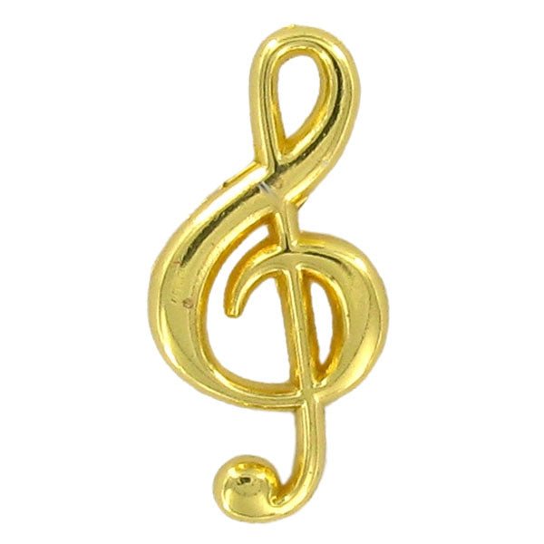 7/8 Inch Gold Polished Treble Clef Music Note Lapel Pin - Lapel Pin Corner
