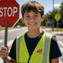 7/8 Inch Gold "Safety Patrol Pin with Stop Sign, Hand Signal, Traffic Light Enameled Lapel Pin - Lapel Pin Corner