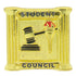 7/8 Inch Gold "Student Council" with Columns Gavel and Torch Enameled Lapel Pin - Lapel Pin Corner