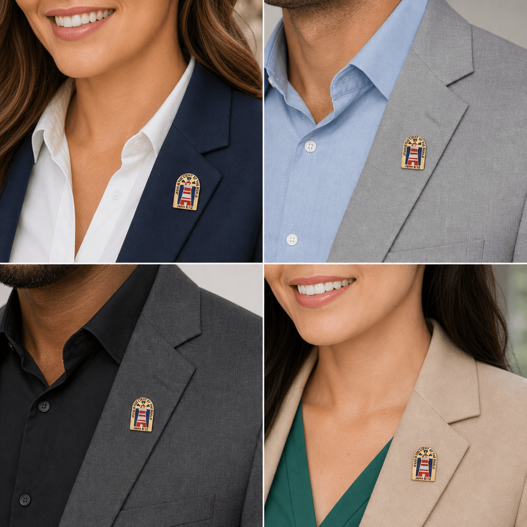 7/8 Inch Jesus is the Light of the World Lighthouse Lapel Pin - Lapel Pin Corner