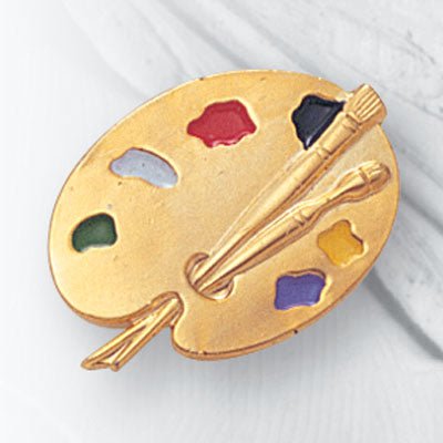 7/8 Inch Painting Palette and Brushes Enameled Lapel Pin - Lapel Pin Corner