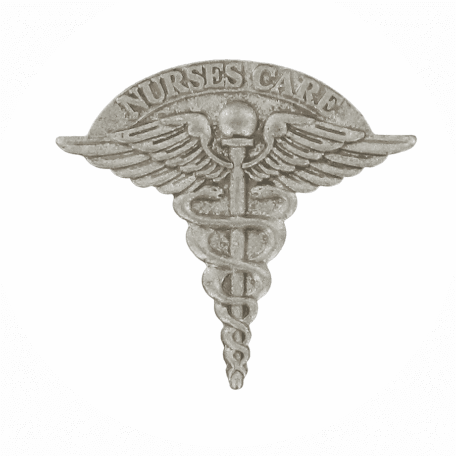 7/8 Inch Pewter Nurse Care Caduceus Emblem Lapel Pin - Lapel Pin Corner