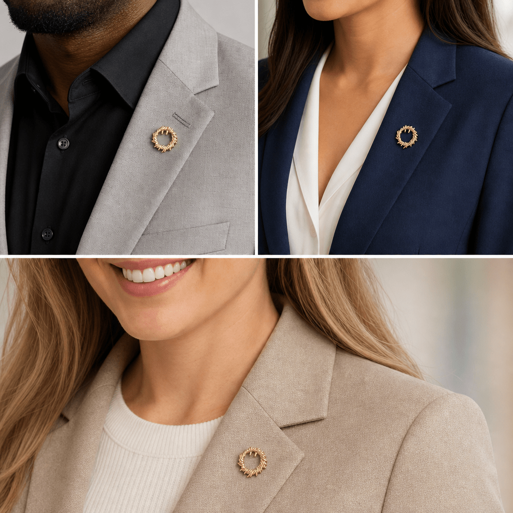 7/8 Inch Polished Gold Crown of Thorns Lapel Pin - Lapel Pin Corner