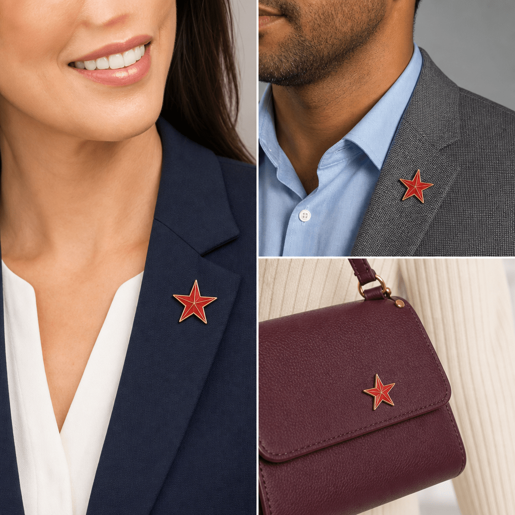 7/8 Inch Red Star Lapel Pin - Lapel Pin Corner