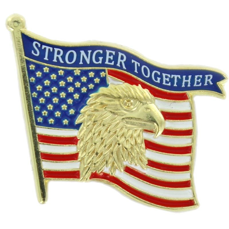 7/8 Inch Stronger Together Eagle Flag Lapel Pin - Lapel Pin Corner