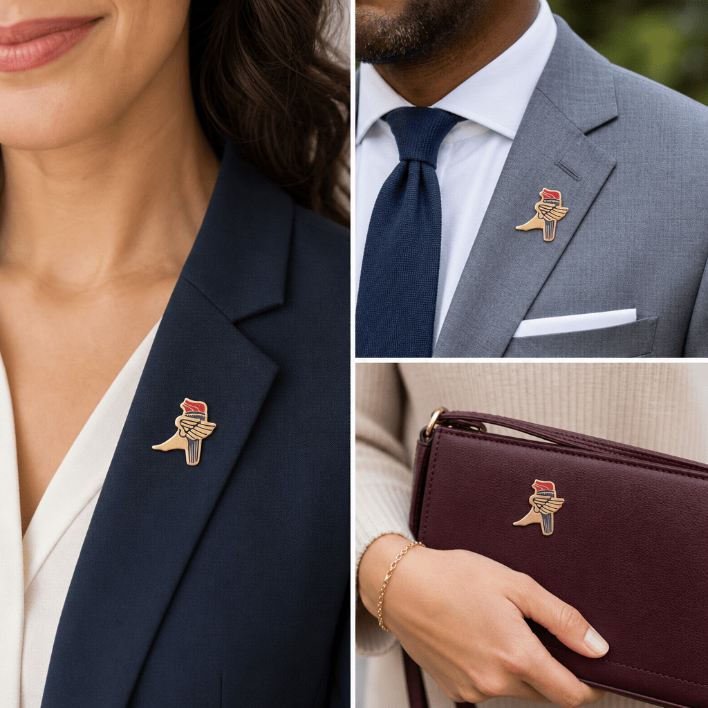 7/8 Inch Winged Foot Athlete Enameled Pin - Lapel Pin Corner
