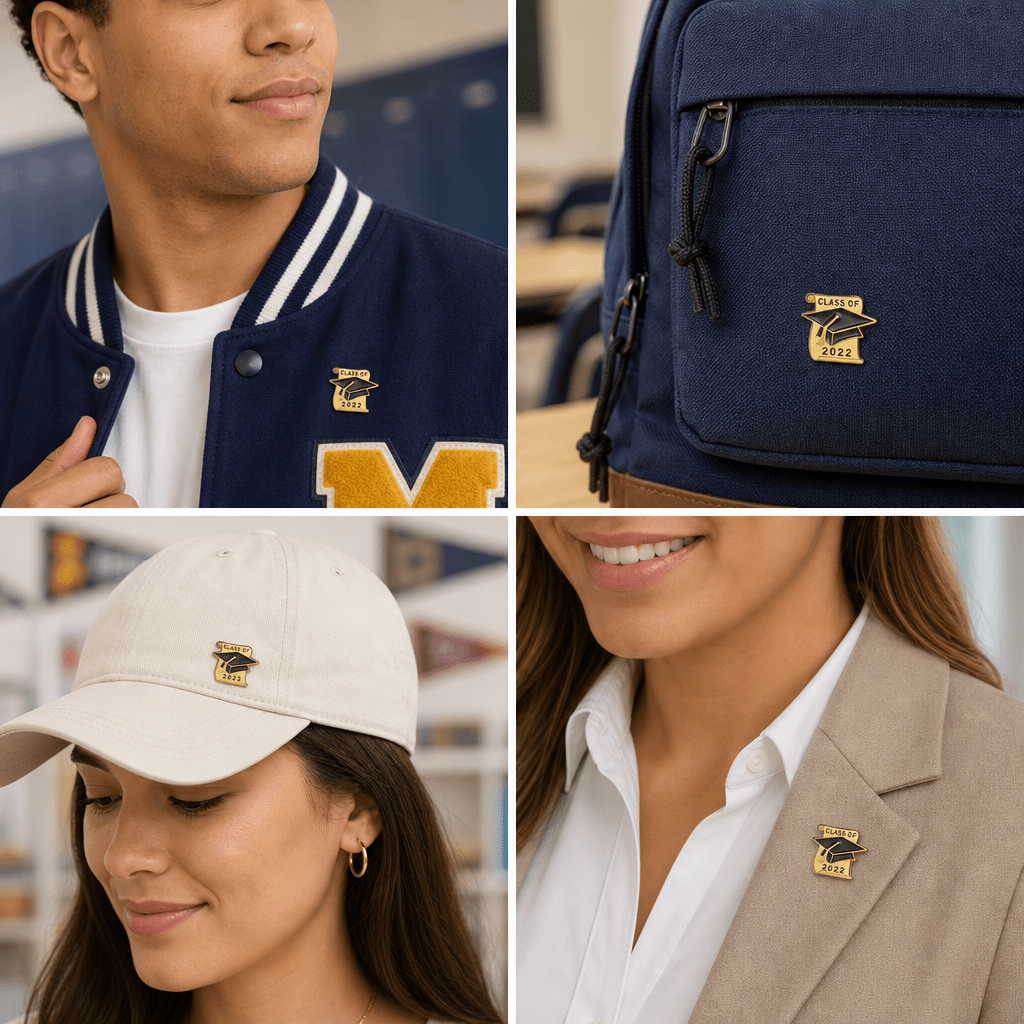 7/8 x 1 Inch Gold Graduation Hat & Scroll "Class of 2022" Lapel Pin - Lapel Pin Corner