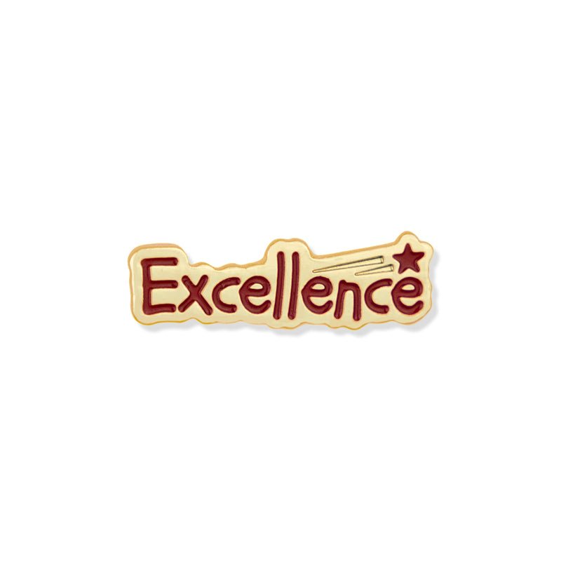 7/8 x 1/4 Inch Gold Enameled Excellence Lapel Pin-Brooches & Lapel Pins-Lapel Pin Corner