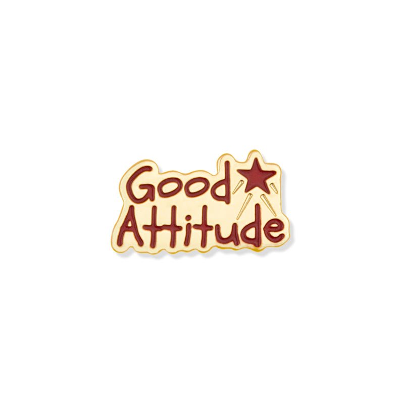 7/8 x 7/16 Inch Gold Enameled Good Attitude Lapel Pin-Brooches & Lapel Pins-Lapel Pin Corner