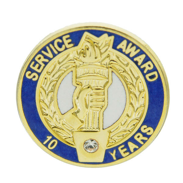 3/4 Inch Years of Service Award  Pin With Swarowski Crystal