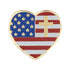 3/4 Inch Enameled Heart Shaped American Flag with Cross Lapel Pin-Brooches & Lapel Pins-Lapel Pin Corner