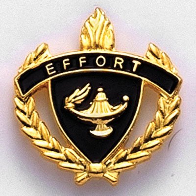 1 Inch Gold "Effort" with Lamp of Learning and Wreaths Enameled Lapel Pin-Brooches & Lapel Pins-Lapel Pin Corner