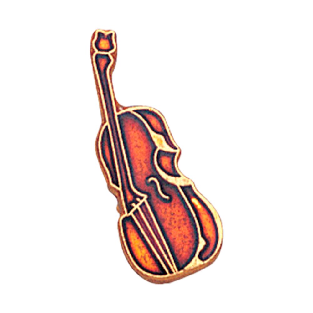 3/4 Inch Gold Musical Cello Enameled Lapel Pin-Brooches & Lapel Pins-Lapel Pin Corner
