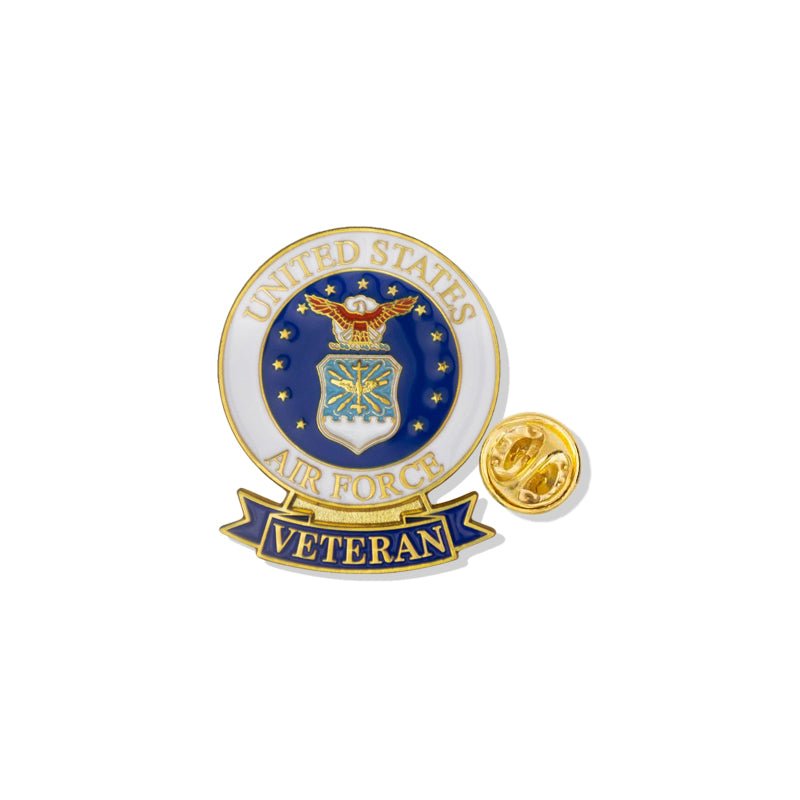 United States Air Force Veteran "God Bless America" Appreciation Boxed Gift Set-Includes Verse Card, Keychain, and Lapel Pin-Brooches & Lapel Pins-Lapel Pin Corner