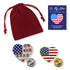 American Flag Hearts Lapel Pin Appreciation Gift Set - Includes 2 Pins, Greeting Card, and Gift Bag - Lapel Pin Corner