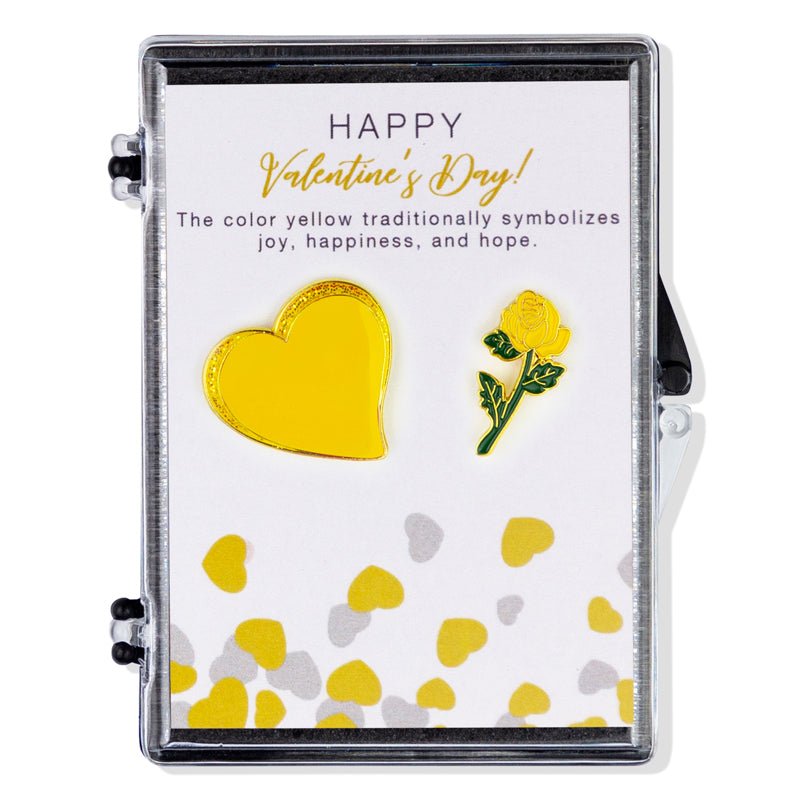 "Happy Valentine's Day" Color Themed Lapel Pin Gift Set - Includes Two Lapel Pins and Decorative Card - Lapel Pin Corner