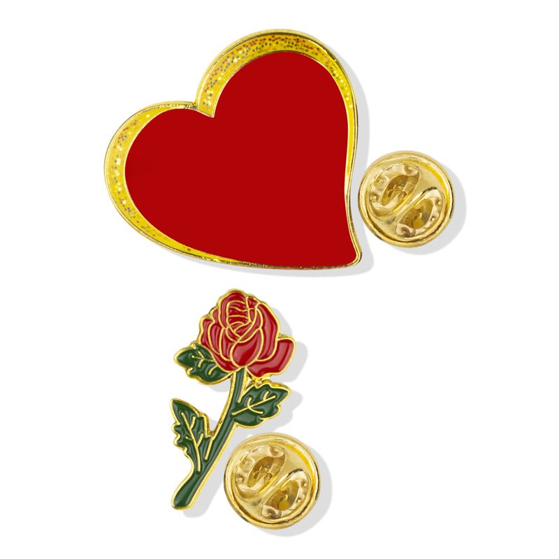 "Happy Valentine's Day" Color Themed Lapel Pin Gift Set - Includes Two Lapel Pins and Decorative Card - Lapel Pin Corner